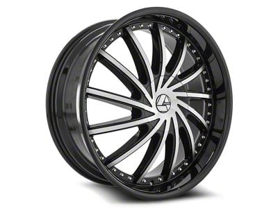 Azara AZA-517 Gloss Black and Machined Wheel; Rear Only; 22x9.5; 15mm Offset (11-23 RWD Charger, Excluding Widebody)