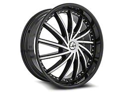 Azara AZA-517 Gloss Black and Machined Wheel; Rear Only; 24x9; 18mm Offset (11-23 RWD Charger, Excluding Widebody)