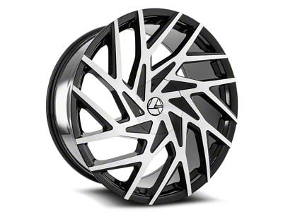 Azara AZA-518 Gloss Black and Machined Wheel; Rear Only; 22x9.5; 15mm Offset (11-23 RWD Charger, Excluding Widebody)