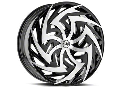 Azara AZA-520 Gloss Black and Machined Wheel; Rear Only; 22x9.5; 15mm Offset (06-10 Charger)