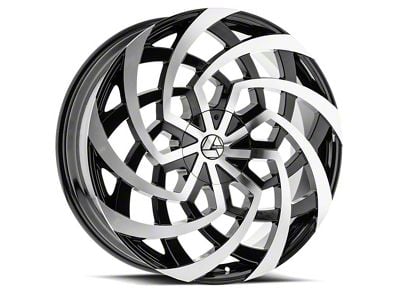 Azara AZA-521 Gloss Black and Machined Wheel; Rear Only; 30x9.5; 15mm Offset (06-10 Charger)