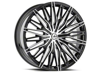 Azara AZA-522 Gloss Black and Machined Wheel; Rear Only; 22x9.5; 15mm Offset (11-23 RWD Charger, Excluding Widebody)