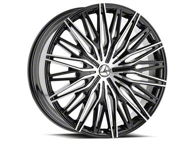 Azara AZA-522 Gloss Black and Machined Wheel; Rear Only; 24x9; 18mm Offset (11-23 RWD Charger, Excluding Widebody)