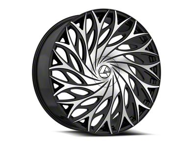 Azara AZA-525 Gloss Black and Machined Wheel; Rear Only; 24x9; 15mm Offset (06-10 Charger)