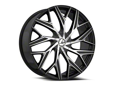 Azara AZA-527 Gloss Black and Machined Wheel; Rear Only; 22x9.5; 15mm Offset (11-23 RWD Charger, Excluding Widebody)