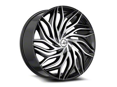 Azara AZA-537 Gloss Black and Machined Wheel; Rear Only; 22x9.5; 15mm Offset (06-10 Charger)