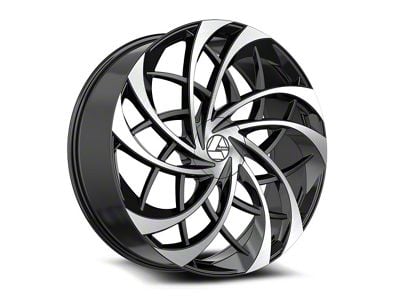 Azara AZA-540 Gloss Black and Machined Wheel; Rear Only; 22x9.5; 15mm Offset (11-23 RWD Charger, Excluding Widebody)