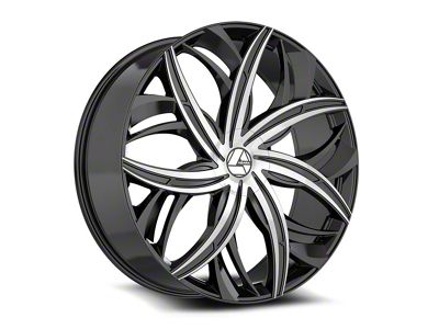 Azara AZA-541 Gloss Black and Machined Wheel; Rear Only; 22x9.5; 15mm Offset (11-23 RWD Charger, Excluding Widebody)