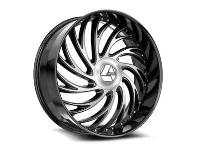 Azara AZX-101 Gloss Black and Machined Wheel; Rear Only; 22x9.5; 15mm Offset (11-23 RWD Charger, Excluding Widebody)