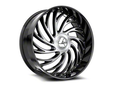 Azara AZX-101 Gloss Black and Machined Wheel; Rear Only; 24x9; 15mm Offset (06-10 Charger)