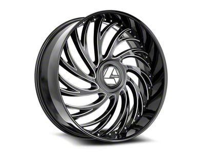 Azara AZX-101 Gloss Black and Milled Wheel; Rear Only; 22x9.5; 15mm Offset (11-23 RWD Charger, Excluding Widebody)