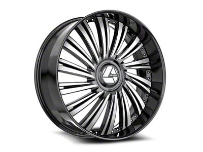 Azara AZX-102 Gloss Black and Machined Wheel; Rear Only; 22x9.5; 15mm Offset (11-23 RWD Charger, Excluding Widebody)