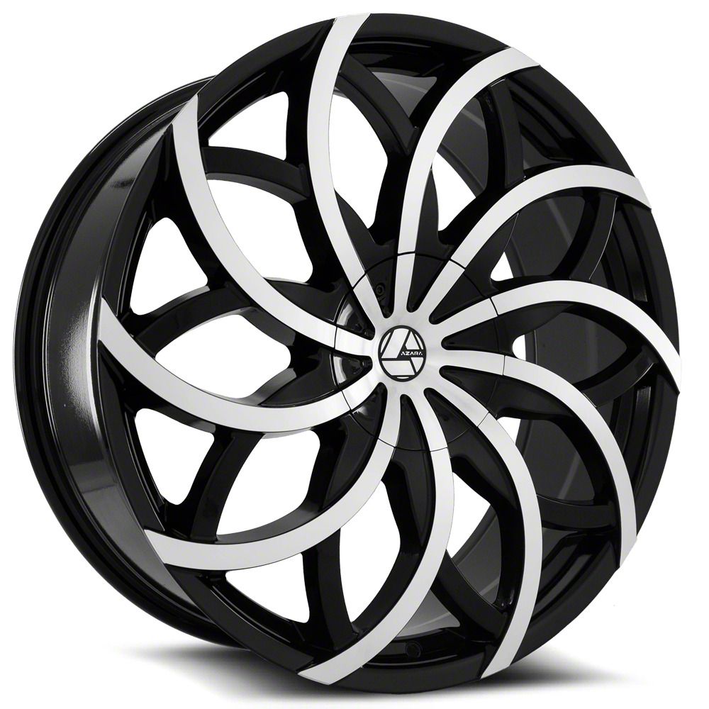 Azara Mustang AZA-504 Gloss Black and Machined Wheel; 18x8; 35mm Offset ...