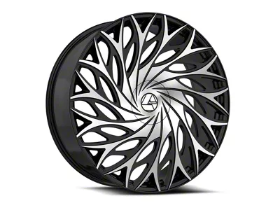 Azara AZA-525 Gloss Black and Machined Wheel; 22x8.5; 38mm Offset (24-25 Mustang)