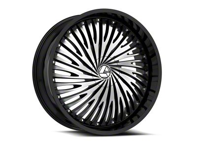 Azara AZA-526 Gloss Black and Machined Wheel; 22x8.5; 38mm Offset (24-25 Mustang)