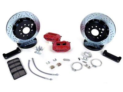 Baer SS4+ Rear Big Brake Kit with 13-Inch Rotors; Fire Red Calipers (98-02 Camaro w/ OE C-Clip Rear End)