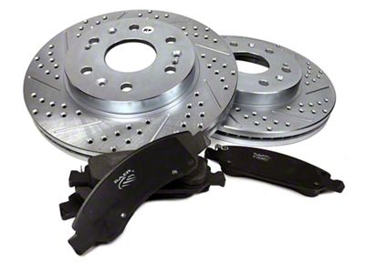 Baer Claw Drilled and Slotted Brake Rotor and Pad Kit; Front (06-17 Charger R/T; 06-13 Charger SXT w/ Vented Rear Rotors; 13-17 AWD Charger SE, SXT)