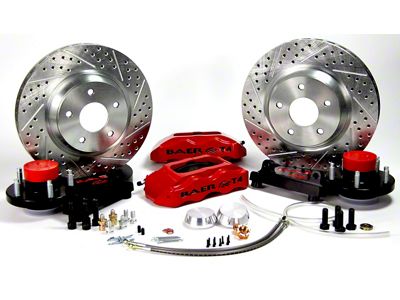 Baer Track4 Front 4-Lug Big Brake Kit with 13-Inch Rotors; Black Calipers (79-93 Mustang w/ OE V8 Spindles, Excluding Cobra)