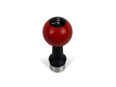Barton Automatic Shift Knob with Black Adapter and Shift Pattern Engraving; Black Cap; Red Ball (15-23 Challenger)