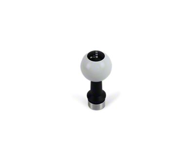 Barton Automatic Shift Knob with Black Adapter and Shift Pattern Engraving; Black Cap; White Ball (15-23 Challenger)