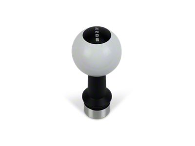 Barton Automatic Shift Knob with Black Adapter and Shift Pattern Engraving; Black Cap; White Ball (15-24 Mustang GT, EcoBoost, V6)