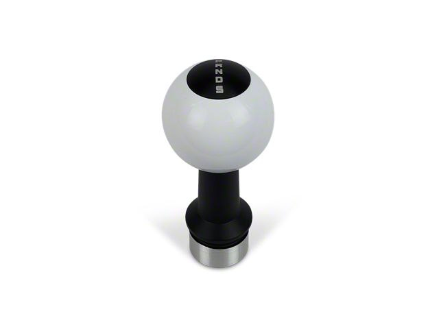 Barton Automatic Shift Knob with Black Adapter and Shift Pattern Engraving; Black Cap; White Ball (15-24 Mustang GT, EcoBoost, V6)