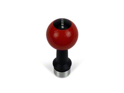 Barton Automatic Shift Knob with Brushed Adapter and Shift Pattern Engraving; Black Cap; Red Ball (15-24 Mustang GT, EcoBoost, V6)