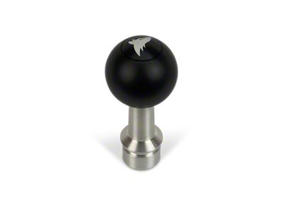 Barton Automatic Shift Knob with Brushed Adapter and Coyote Engraving; Black Cap; Black Ball (15-24 Mustang GT, EcoBoost, V6)