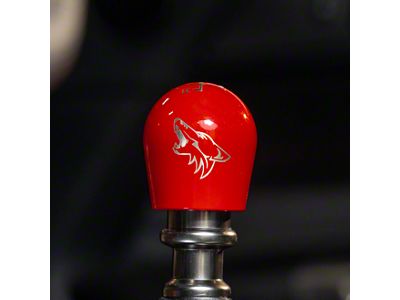 Billetworkz Short Teardrop Weighted 6-Speed Shift Knob with Coyote Engraving; Gloss Red (15-24 Mustang, Excluding GT350 & GT500)
