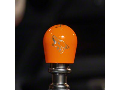 Billetworkz Short Teardrop Weighted 6-Speed Shift Knob with Coyote Engraving; Gloss Orange (15-24 Mustang, Excluding GT350 & GT500)