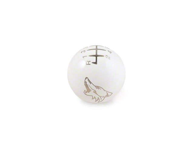 Billetworkz Sphere Weighted 6-Speed Shift Knob with Coyote Engraving; Gloss White (11-14 Mustang GT, V6)