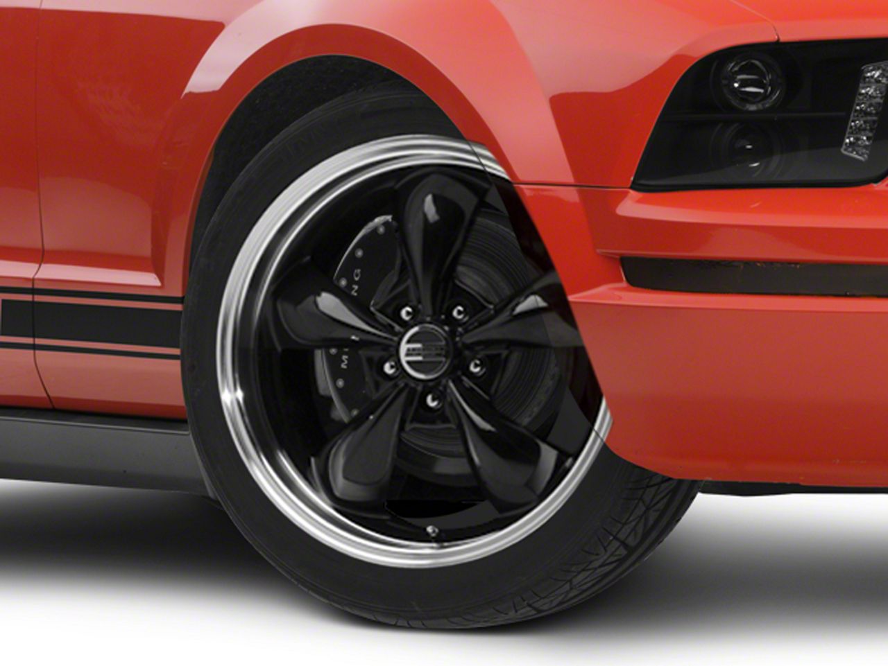 Mustang Deep Dish Bullitt Gloss Black Wheel; 20x8.5; 38mm Offset (05-09 Mustang  GT, V6) - Free Shipping