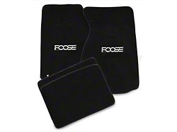 SpeedForm Front and Rear Floor Mats with FOOSE Logo; Black (94-98 Mustang Coupe)