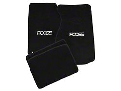 SpeedForm Front and Rear Floor Mats with FOOSE Logo; Black (99-04 Mustang)