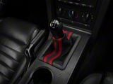 SpeedForm Premium Black Leather Shift Boot; Dual Red Stripe (05-09 Mustang GT, V6)