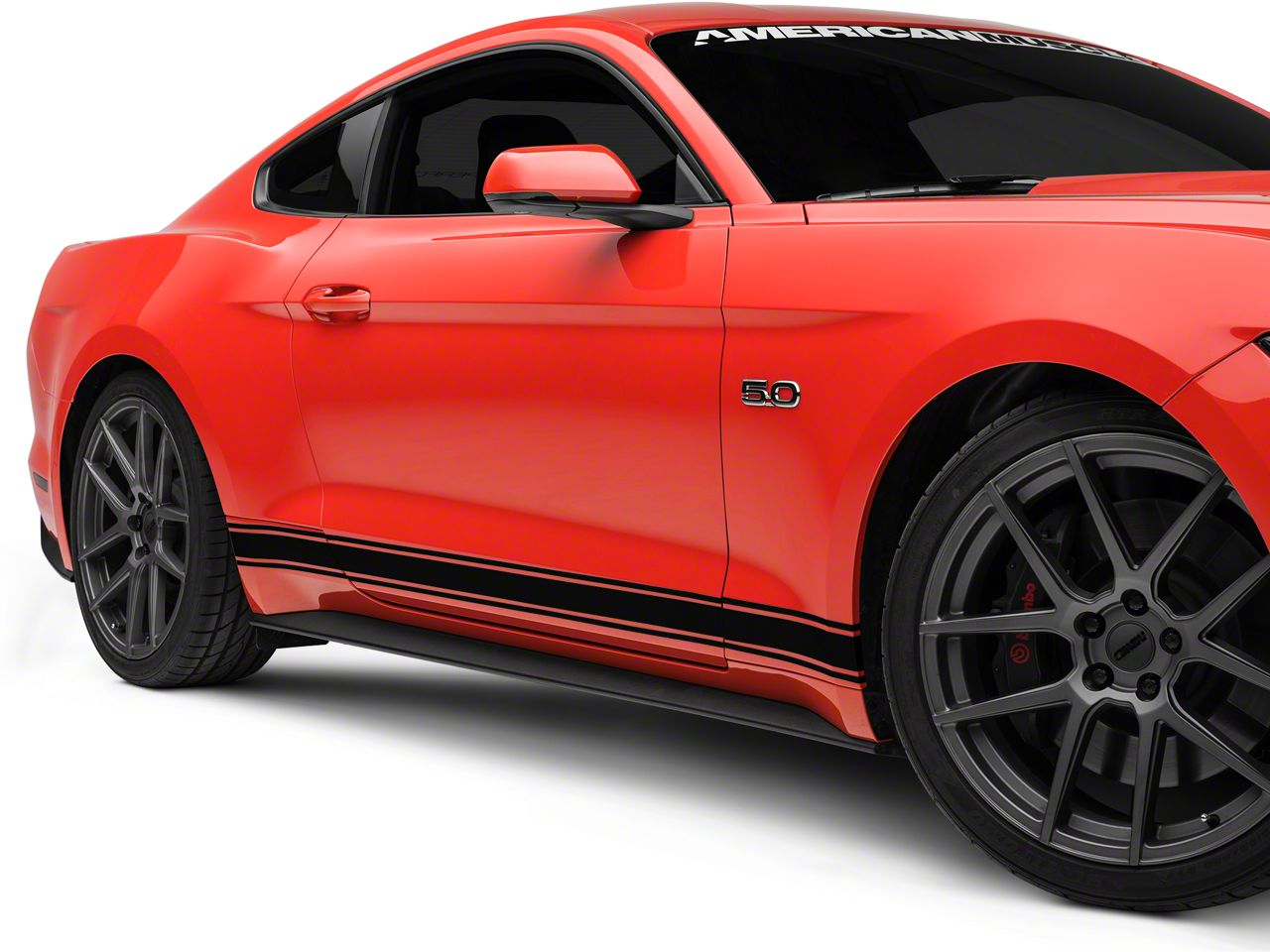 SEC10 Mustang Rocker Stripes; Gloss Black 26038G15 (15-23 Mustang ...