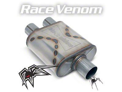 Black Widow Exhaust Race Venom Series Single/Dual Muffler; 3-Inch Inlet/2.50-Inch Outlet (Universal; Some Adaptation May Be Required)