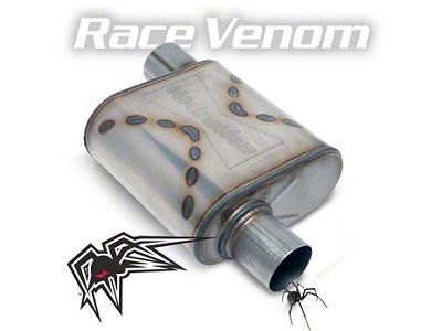 Black Widow Exhaust Race Venom Series Offset/Offset Muffler; 3-Inch Inlet/3-Inch Outlet (Universal; Some Adaptation May Be Required)