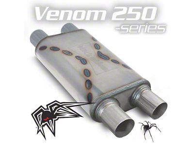 Black Widow Exhaust Venom 250 Series Dual/Dual Muffler; 2.50-Inch Inlet/2.50-Inch Outlet (Universal; Some Adaptation May Be Required)