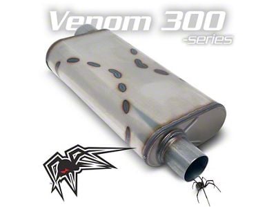 Black Widow Exhaust Venow 300 Series Offset/Offset Muffler; 2.50-Inch Inlet/2.50-Inch Outlet (Universal; Some Adaptation May Be Required)