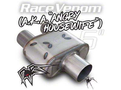 Black Widow Exhaust Angry Housewife Series Single/Dual Muffler; 3-Inch Inlet/3-Inch Outlet (Universal; Some Adaptation May Be Required)