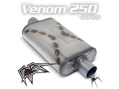 Black Widow Exhaust Venom 250 Series Center/Center Muffler; 2.50-Inch Inlet/2.50-Inch Outlet (Universal; Some Adaptation May Be Required)