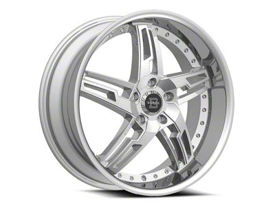 Blade Luxury BSL-475 Marcello Silver Machined with Stainless Lip Wheel; 20x8.5; 35mm Offset (16-24 Camaro, Excluding SS w/ 6-Piston Front Calipers & ZL1)