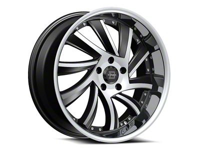 Blade Luxury BSL-476 Sliced Gloss Black Machined with Stainless Lip Wheel; Rear Only; 22x9.5; 15mm Offset (08-23 RWD Challenger, Excluding SRT Hellcat & Widebody)