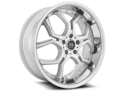 Blade Luxury BSL-477 Lazaro Silver Machined with Stainless Lip Wheel; 20x8.5; 35mm Offset (24-25 Mustang)