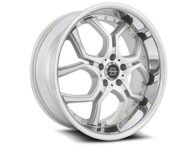 Blade Luxury BSL-477 Lazaro Silver Machined with Stainless Lip Wheel; 22x9; 35mm Offset (15-23 Mustang GT, EcoBoost, V6)