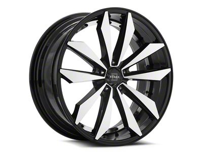 Blade Luxury RT-460 Scar Gloss Black and Machined Wheel; Rear Only; 22x9; 35mm Offset (99-04 Mustang)