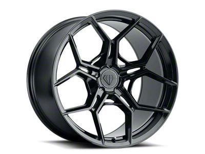 Blaque Diamond Wheels BD-F25 Gloss Black Wheel; Rear Only; 19x10 (94-98 Mustang)