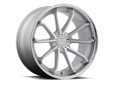 Blaque Diamond Wheels BD-23 Silver Center with Chrome SS Lip Wheel; Rear Only; 22x10.5; 20mm Offset (08-23 RWD Challenger, Excluding Widebody)