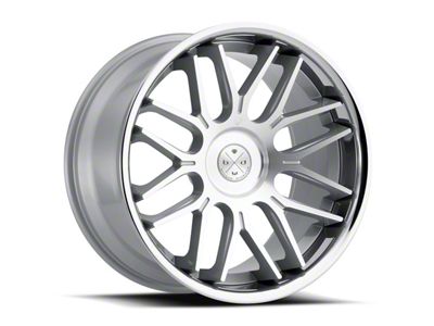 Blaque Diamond Wheels BD-27 Silver Machine Center with Chrome SS Lip Wheel; Rear Only; 20x11; 25mm Offset (08-23 RWD Challenger, Excluding Widebody)